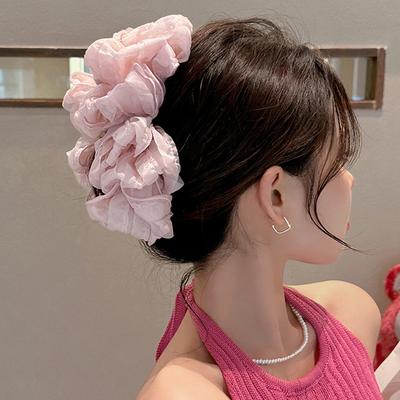קליפס שיער רך ורב-שימושי לנשים נערות קליפס טופר גדול עם פפיון מתוק לקוקו גבוה קליפס שיער גדול דמוי כריש אביזרי שיער מתנות