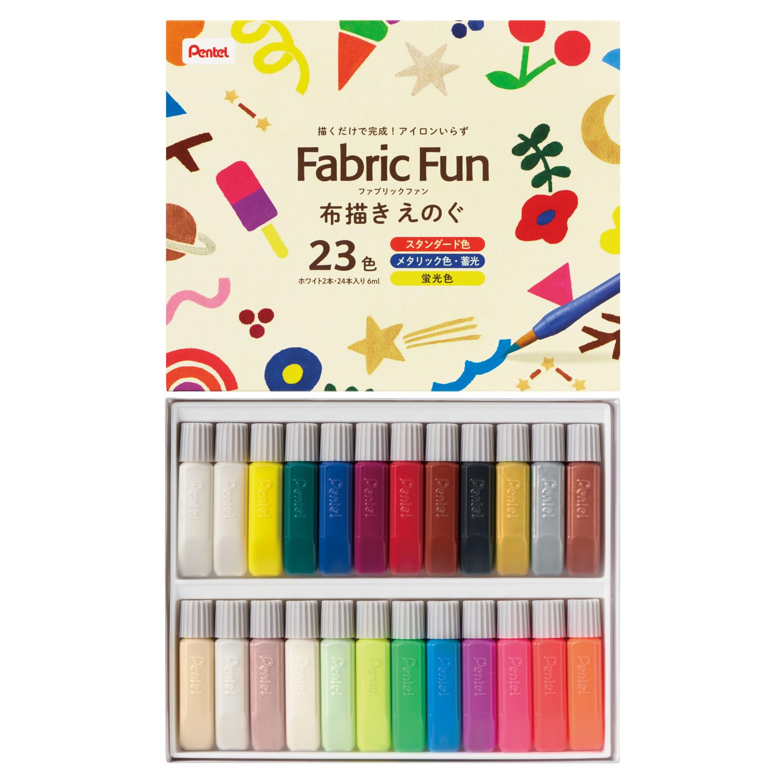 

Pentel Fabric Paint Fabric Fun 23 Colors White Bottles (2 Included) FFPC1-24J