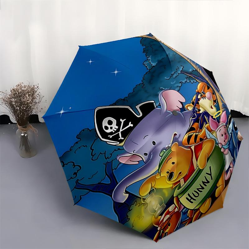 Winnie the Pooh, Tigger Automatic Opening and Closing Umbrella, Compact Travel Umbrella, Lightweight and Portable, Suitable for Beach Commut