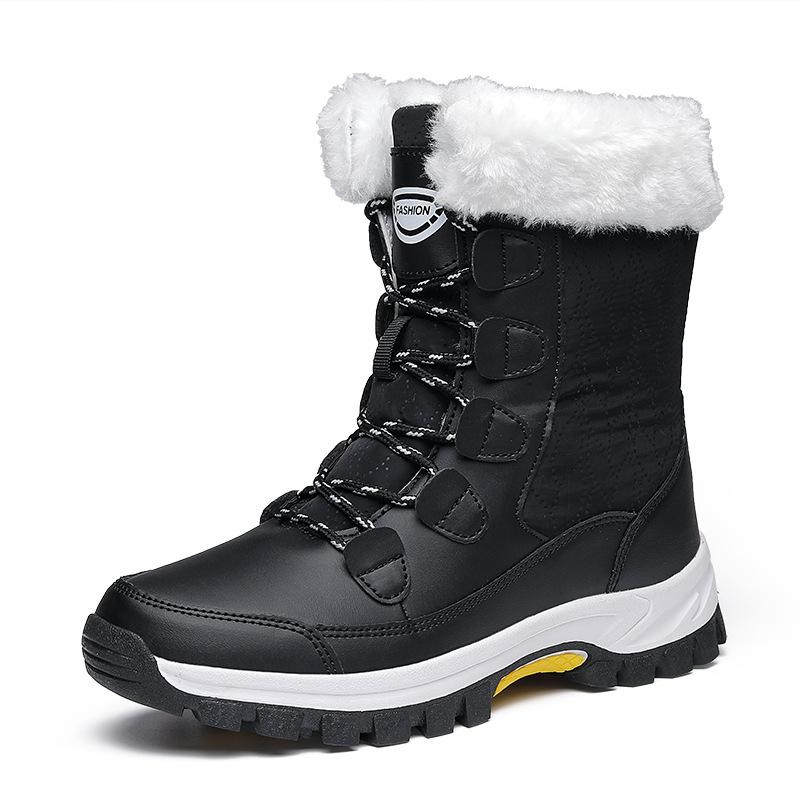 Mid Tube Front Zipper Cold Resistant and Warm Cotton Boots and Shoes