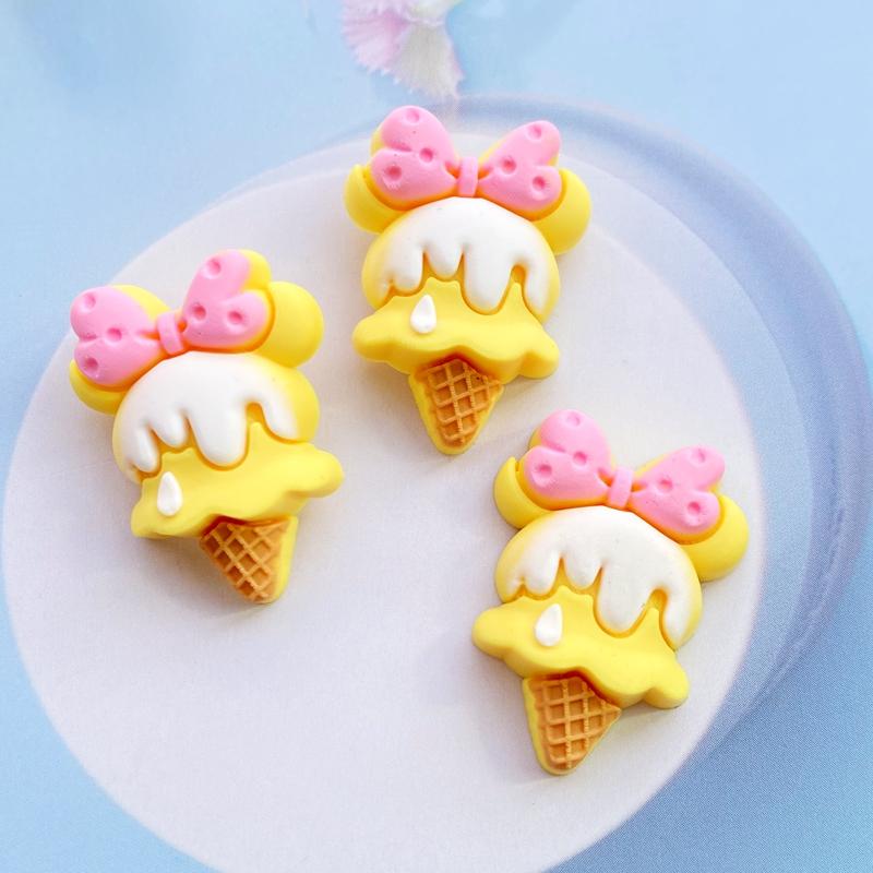 12pcs Cute PVC Mixed Ice Cream Series Flexible Glue Flat Back Cabochon Scrapbook Kawaii DIY Embellishments Accessories H300