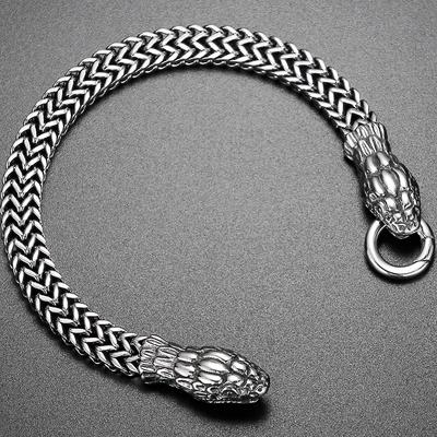 Bracelet for Men In Stainless Steel Goth Snake-Shaped Men's Wrist Bracelets Jewellery 18-22CM Long 8MM Link Chain On Hand Bands