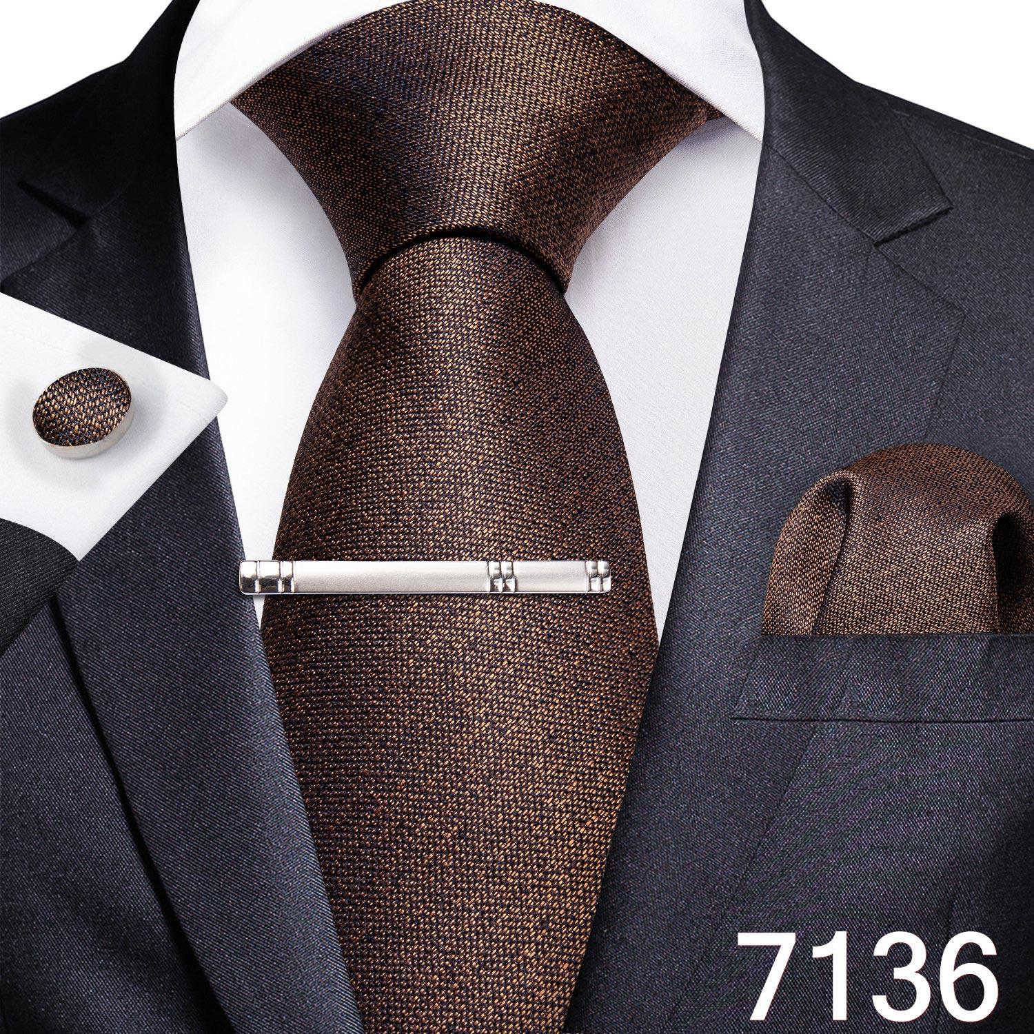 

Мужской деловой галстук с серебряными зажимами для галстука, полосатый шелковый галстук, носовые запонки для бизнеса N-0585