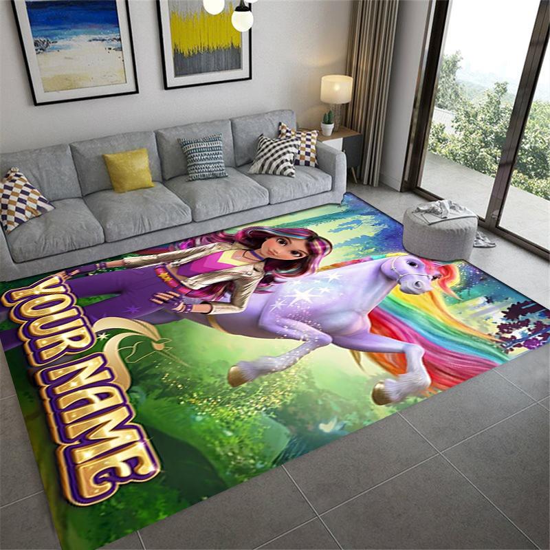 Custom Name Unicorn Academy Carpet Rug for Living Room Bedroom Home Sofa Decoration,Kids play Non-slip Floor Mat