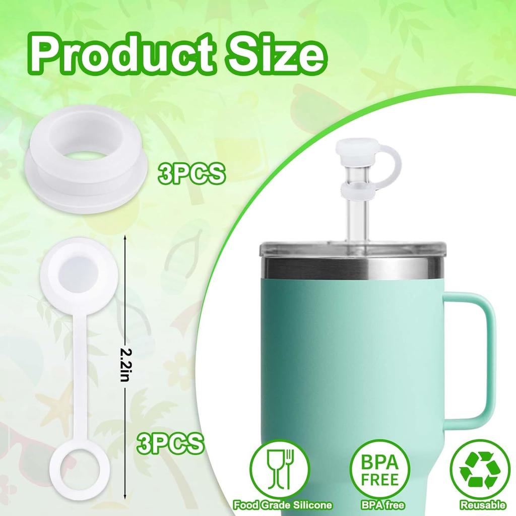 AIERSA 3Pcs Spill Stopper for YETI Cup Straw Lid, and 3Pcs Straw Cover Cap Toppers Suitable for Yeti Cup Accessories for 20, 16, 24, 25, 26, 35,42 oz