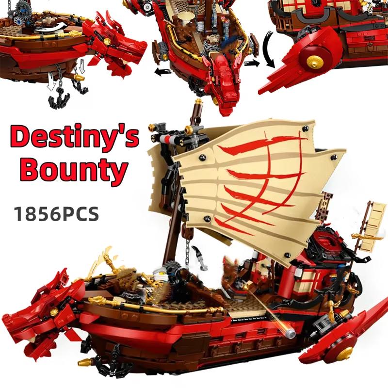 Ninja Series Sets Building Blocks 71705 Destiny's Dragon Bounty Boat Sets Season 1 Ship Children's Gift Assembling Toys
