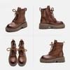 Johnature Thick Sole Vintage Boots Side Zipper Genuine Leather Short Boots Fashion Versatile Women Shoes