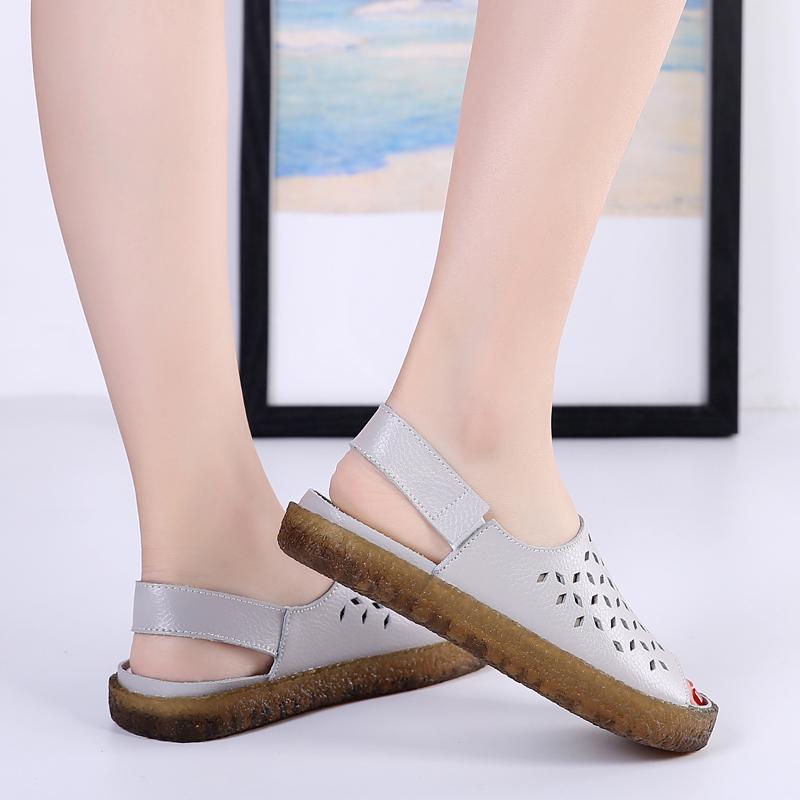 Römische Sandalen für Damen, Outdoor, lässig, Lederschuhe, übergroß, hohl, offene Zehen, Sommerschuhe für Mädchen