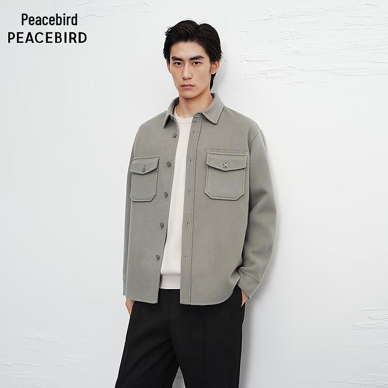PEACEBIRD Men s Lambswool Shirt Jacket 2XL