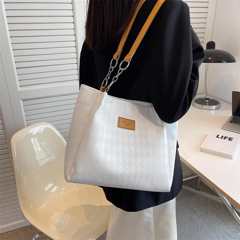 Women's Bag Large Capacity Commuter Tote Bag Soft Leather Fashion Shoulder Bag Textured Versatile Handbag