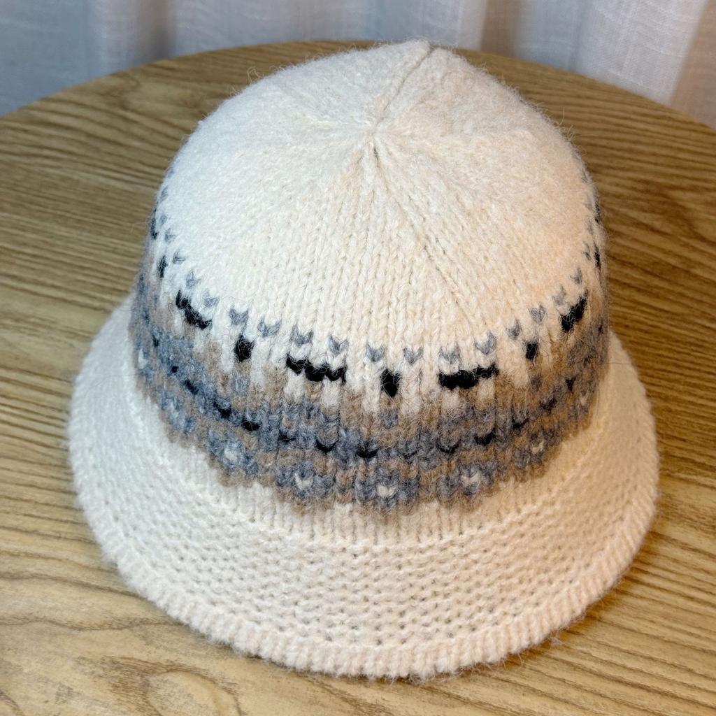 Jacquard Knitted Wool Basin Hat Women's Autumn and Winter Cold and Warm Bucket Hat