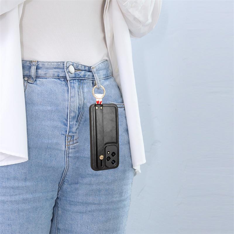 Luxuriöses Lederetui mit Armband und Standfunktion für Honor 200 Lite, Hülle für Honor 200 Pro mit Ringöffner, ultradünne, stoßfeste Schutzhülle