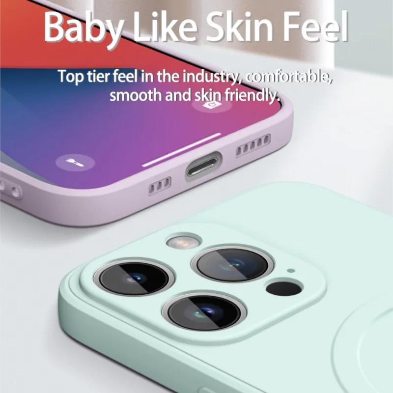 Liquid Silicone Case For iPhone 16 17 15 14 13 12 11 Pro Max Plus Mini Air For Magsafe Magnetic Wireless Charge Soft Cover Funda