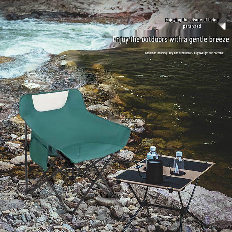 Moon High-Back Portable Recliner: Foldable Outdoor Chair for Camping, Fishing, and Picnics