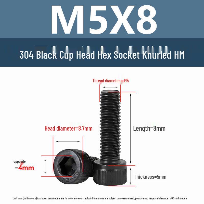 Yigu 304 Stainless Steel Hex Socket Cylindrical Head Screws: M2-M5 Bolts, M6-M12 Screws