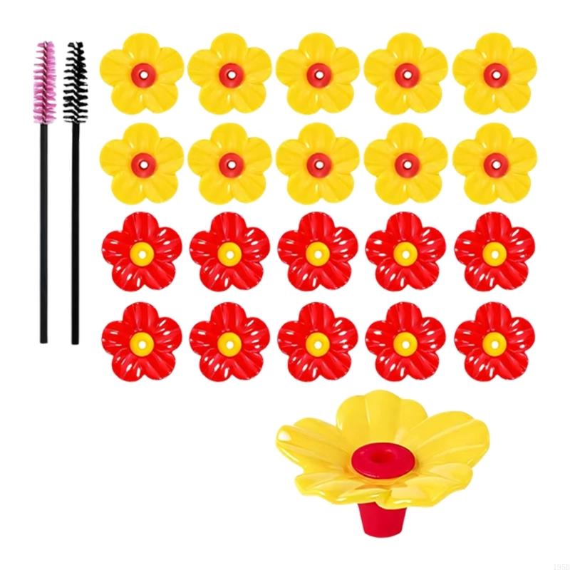 Set Of 20 Colorful Colored Hummingbird Feeder Flower Attachments Replacement Suitable for Most Feeders Bird Feeding