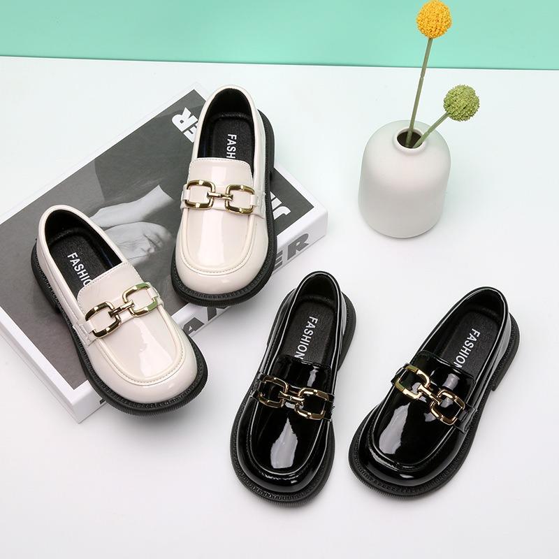Kids Girls British Style Patent Leather Slip On Loafer Princess Casual Shoes