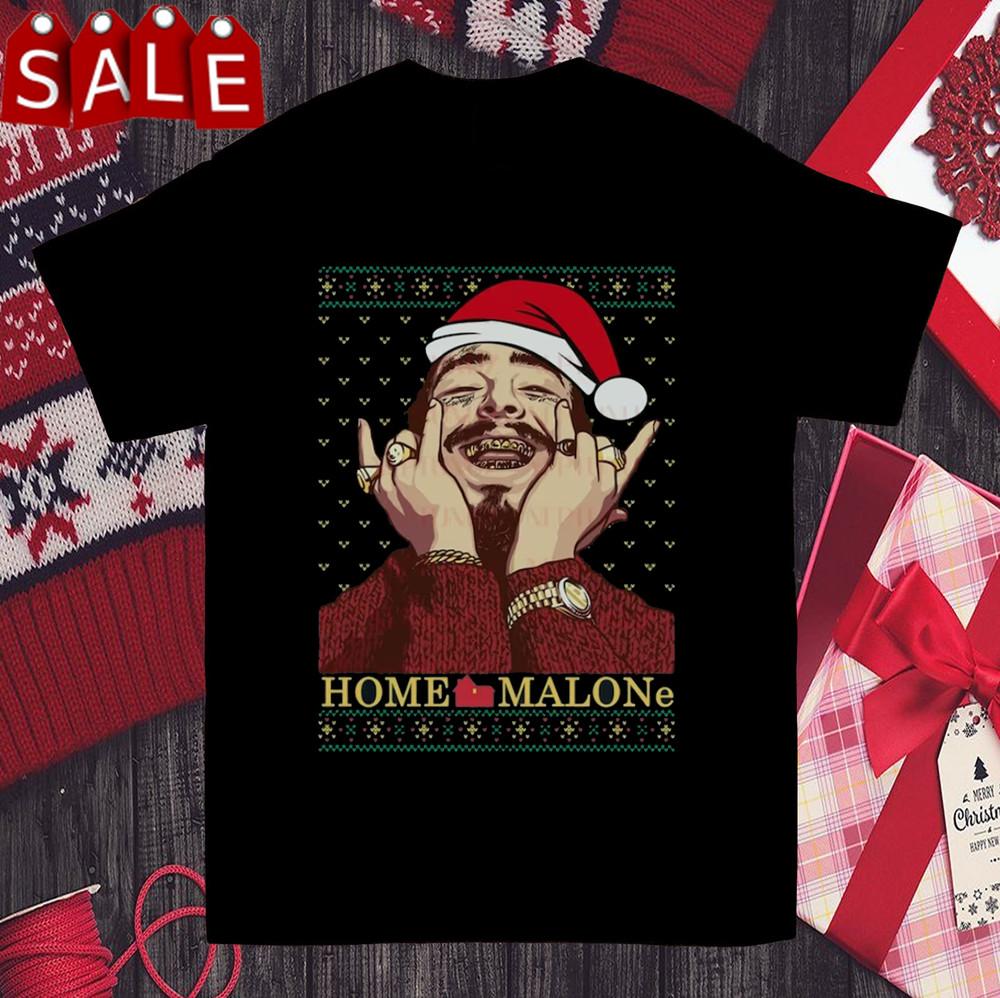 Funny Home Malone Post Malone Christmas T Shirt Full Size S-5XL Unisex T-Shirt S