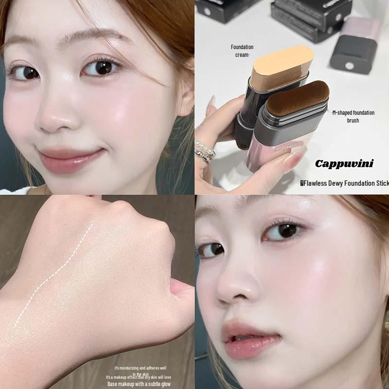 Cappuvini Безупречный двусторонний увлажняющий стик-тональное средство и консилер для естественного сияния.
