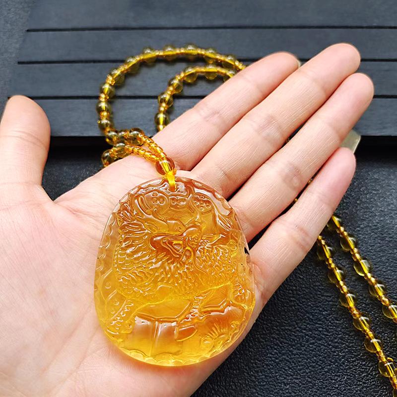 New Imitation Obsidian Kirin Xianrui Necklace Imitation Aventurine Jasper Kirin Pendant