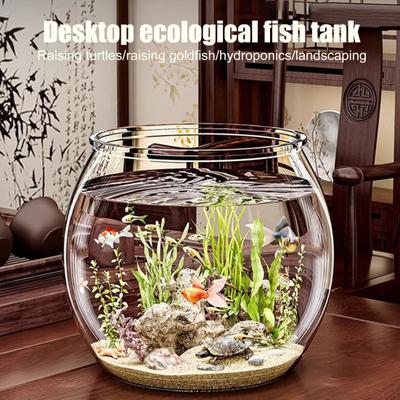 Plastic Fish Bowls Round Clear Goldfish Bowl Multi-functional Aquarium Hydroponic Planter Floral Container for Table Centerpiece Home Decor