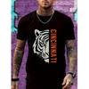 European Sizes Men'S Cincinnati Football Team Graphic T-Shirt - Black with Orange & White Typography,