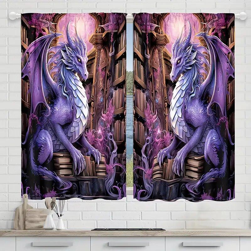 New Year purple noble dragon pattern printed curtains   bedroom and living room   home decoration   room decoration