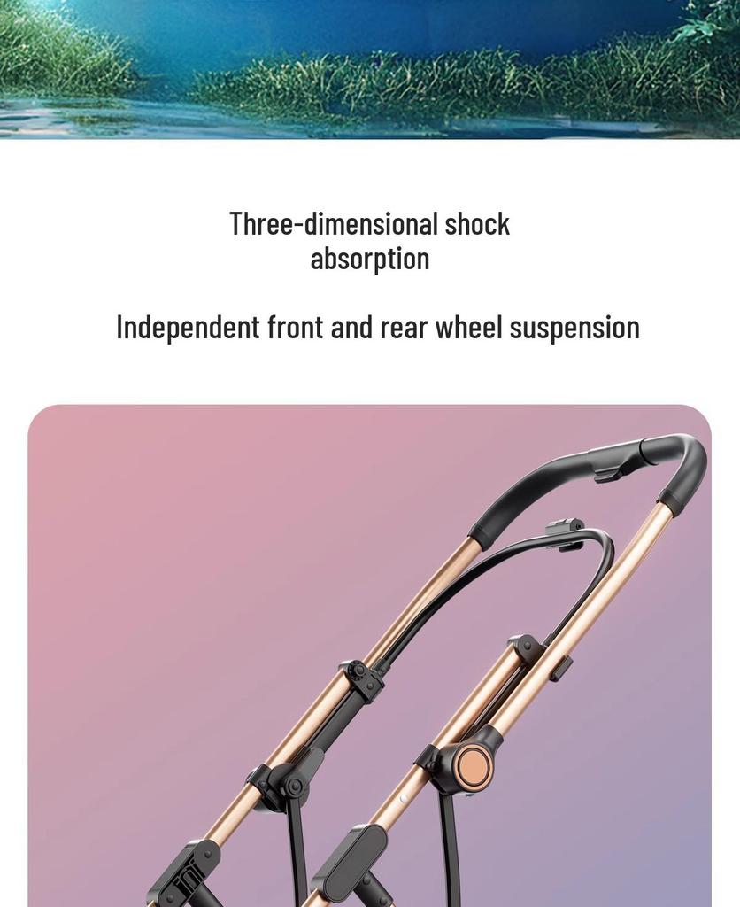 Lightweight Foldable Baby Stroller, High View, Two-Way Pushing, Newborn Essential, Safe, Sit-and-Lie Design