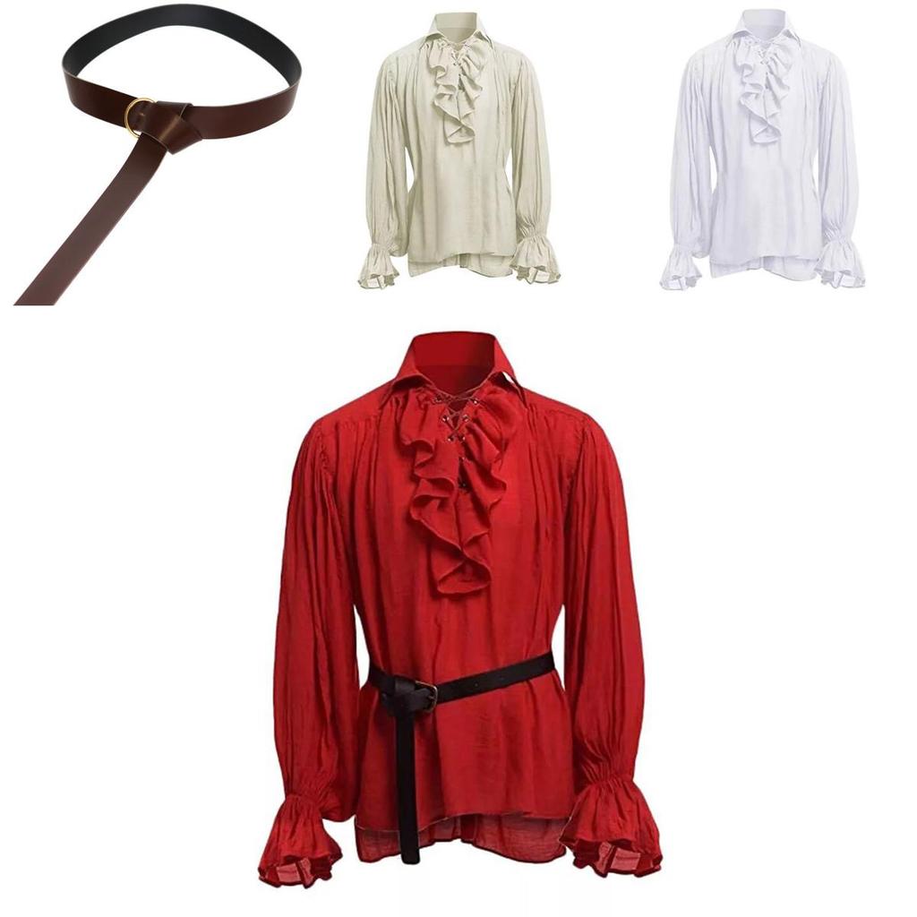 Classic Men Medieval Renaissance Pirate Shirt With Long Sleeve Stylish Design