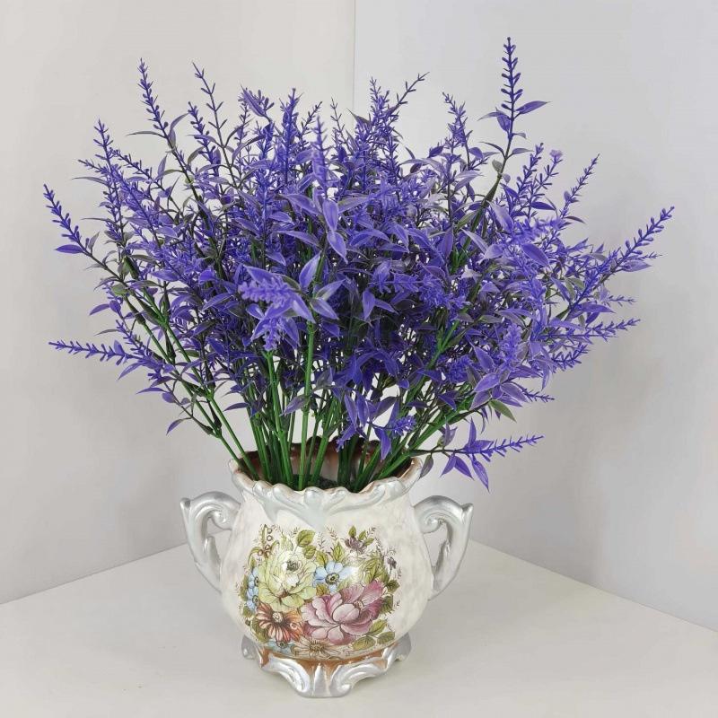 Lifelike Artificial Lavender Fake Flower Safe BPA-free Plastic Faux Plant 34cm 1Pcs for Wedding Home Coffee Table Decor