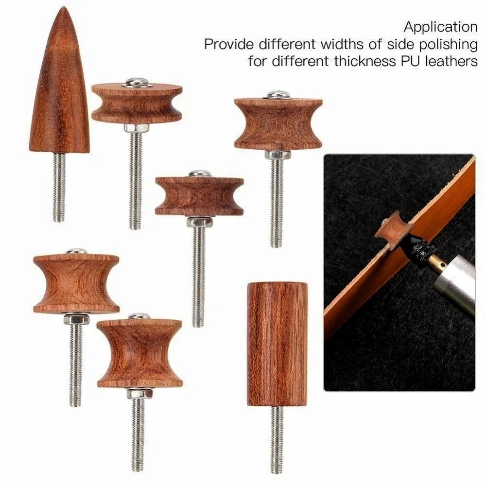 7 PCS Wood Leather Burnisher Kit with Electric Polished Head Pointed Tip Leather Slicker Tool Set 3mm Hardened Steel Shaft