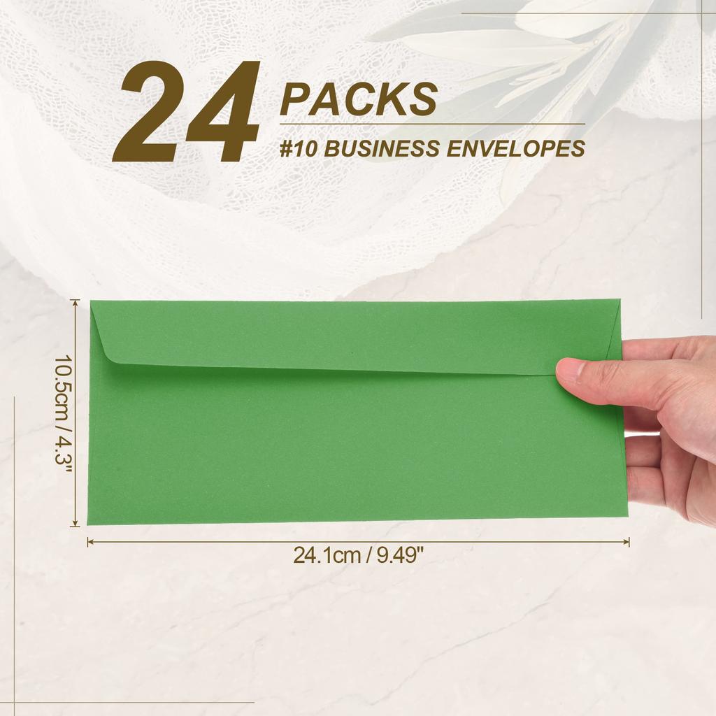 24Pcs 24.1cmx10.5cm Colored Self Seal Letter Size Paper Envelopes #10 Business Envelopes for Business Mailing Wedding Invitation