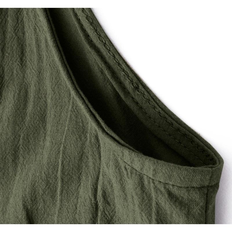 Damen Träger Jumpsuit Sommer Einfarbig Weites Bein Hosen Latzhose Lässiger Lockerer Ärmelloser Baumwoll Leinen Jumpsuit 5Xl