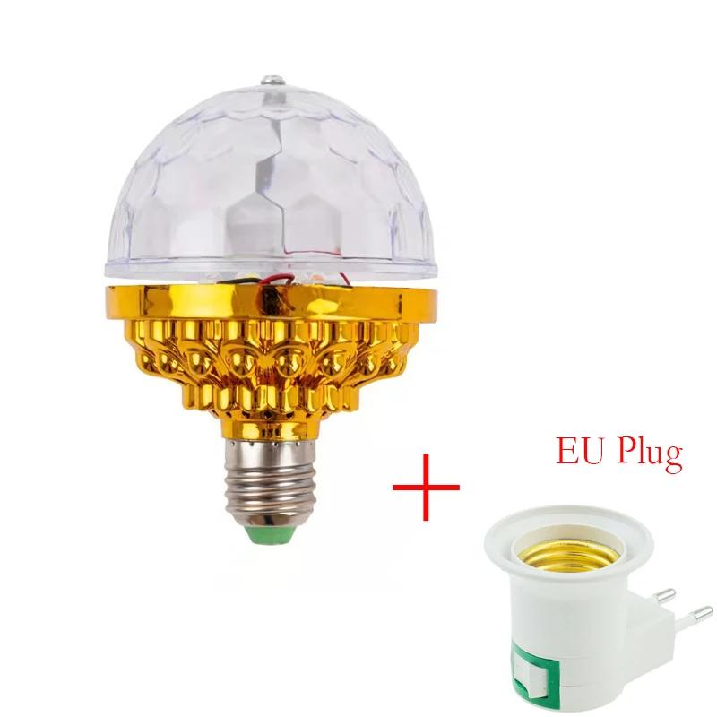 RGB Stage Lights With US EU Plug E27 Rotating Light Bulbs for Party Holiday Decoration AC85-265V Shining Lamp 360° Beam Angle