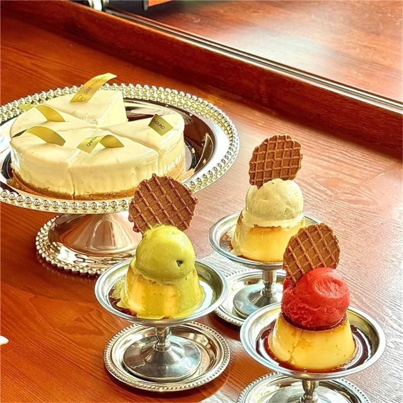 Elegante Alzata Rotonda per Torta Vassoio per Dolci in Acciaio Inossidabile per Frutta Snack Caramelle Decorazione Tavolo da Cucina e da Pranzo