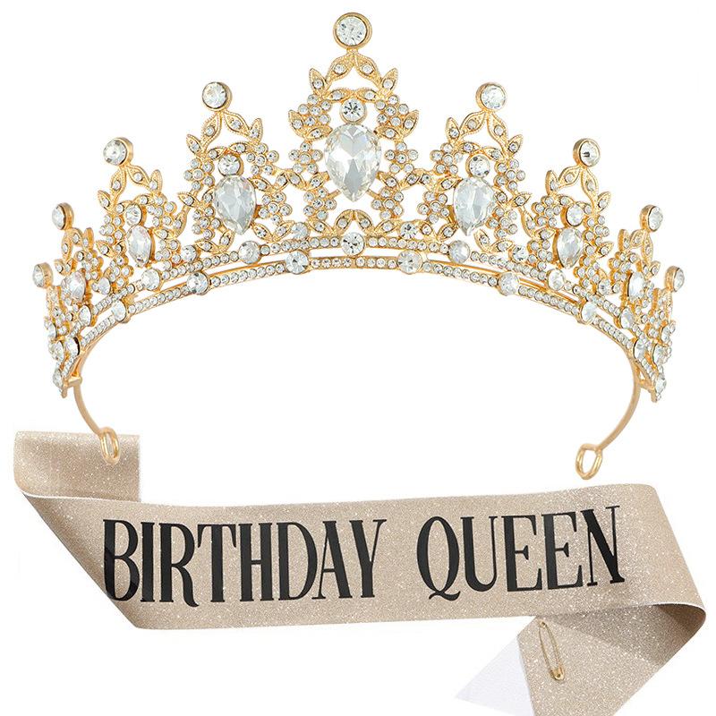 European and American Light Luxury Crystal Crown Hot Diamond Etiquette Belt Birthday Girl Birthday Party Accessories Decoration 2026