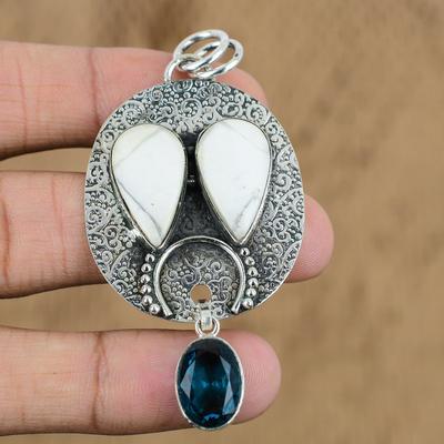 Wedding Gift For Her 925 Sterling Silver Natural Howlite Gemstone Pendant