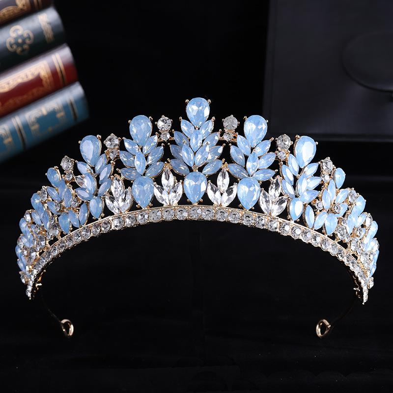 DIEZI Lusso Coreano 20 Colori Cristallo Opale Verde Corona Copricapo Sposa Nuova Elegante Tiara Regina Fasce per Capelli Vestito da Sposa Bambina