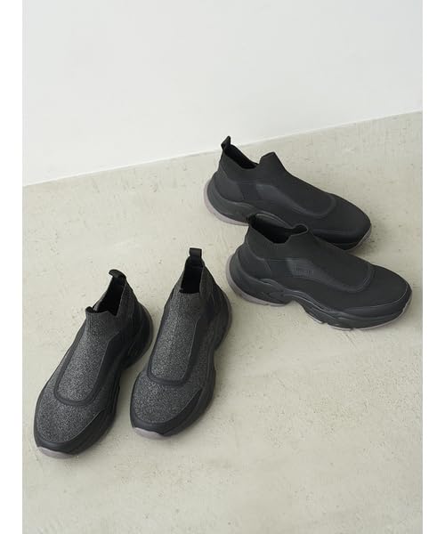 Emi Eco Knit Mode Size cm Sneakers, 13WGS254502, Women's, Black, 24.5