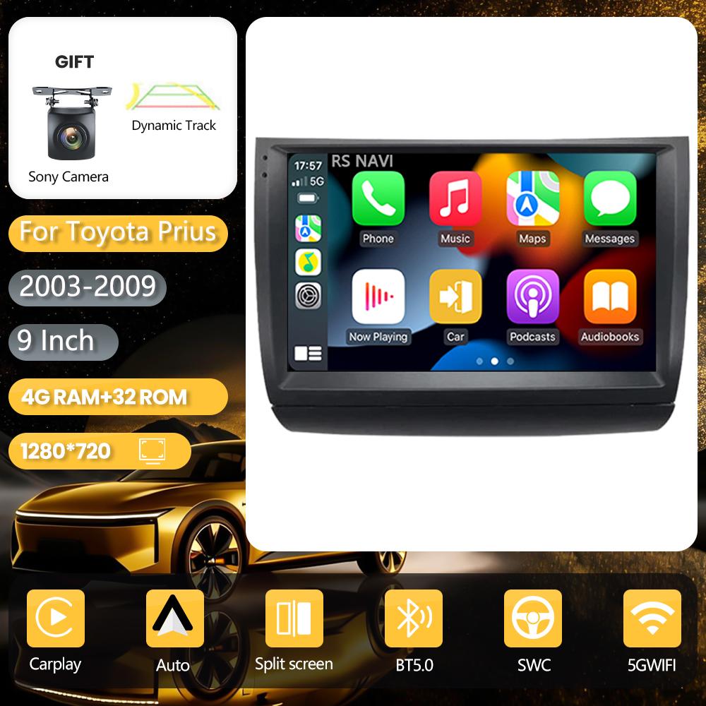 Android 16 for Toyota Prius 20 2002 - 2009 wifi+4G Carplay Car Radio GPS Navigation Multimedia Player Steering Wheel Control