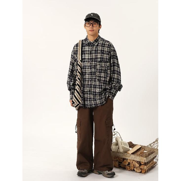 Maillard Wear Men's American Vintage Plaid Shirt Thin Boys Coat Korean Style Fashion Shirt