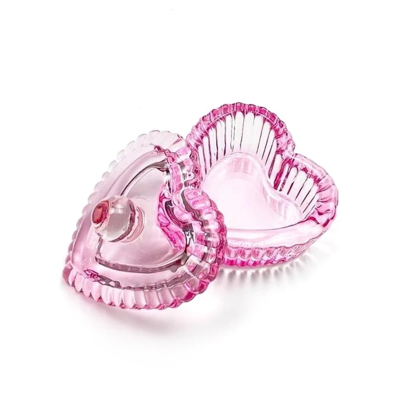 Pink  Glass Dappen Dish Acrylic Powder Liquid Holder Container Geometric Nail Lid Cup Bowl Manicure Accessories