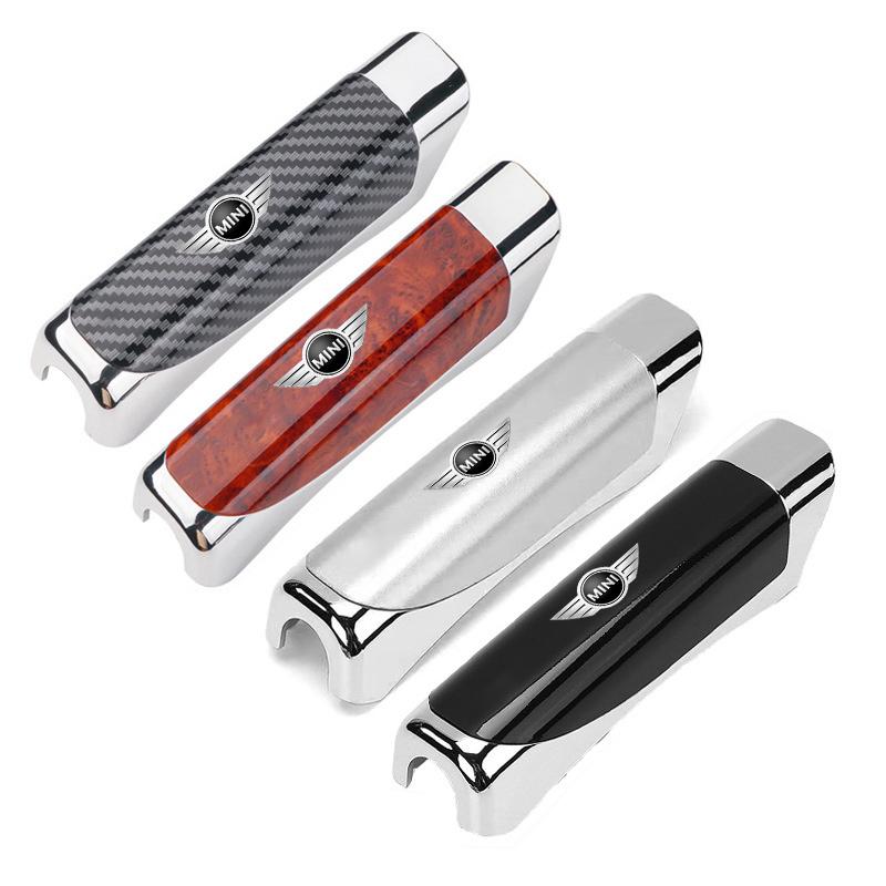 Leather Carbon Fiber Car Gear Handbrake Cover For ee1 Mini Cooper R50 R53 R55 R56 R60 R61 F54 F55 F56 F60 Interior Accessories1ee