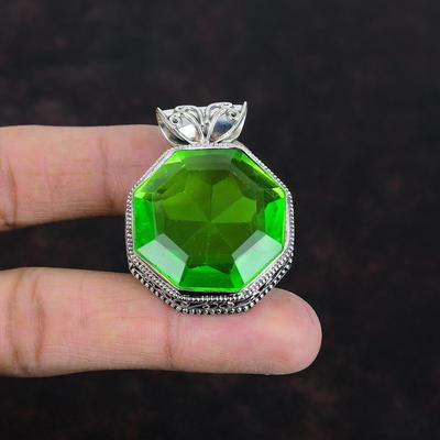 Faceted Green Amethyst Gemstone Pendant Decent Jewelry Beautiful Vintage Pendant 925 Sterling Silver Pendant Handmade Jewelry Gifts For Mom