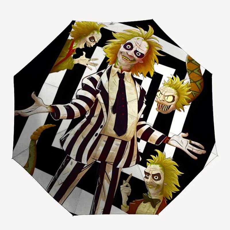 

1pc Beetlejuice Halloween 8-Ribs Sturdy Frame, Automatic Open/Close, Durable & Colorful Ideal for Beach, Travel, And All Seasons10088