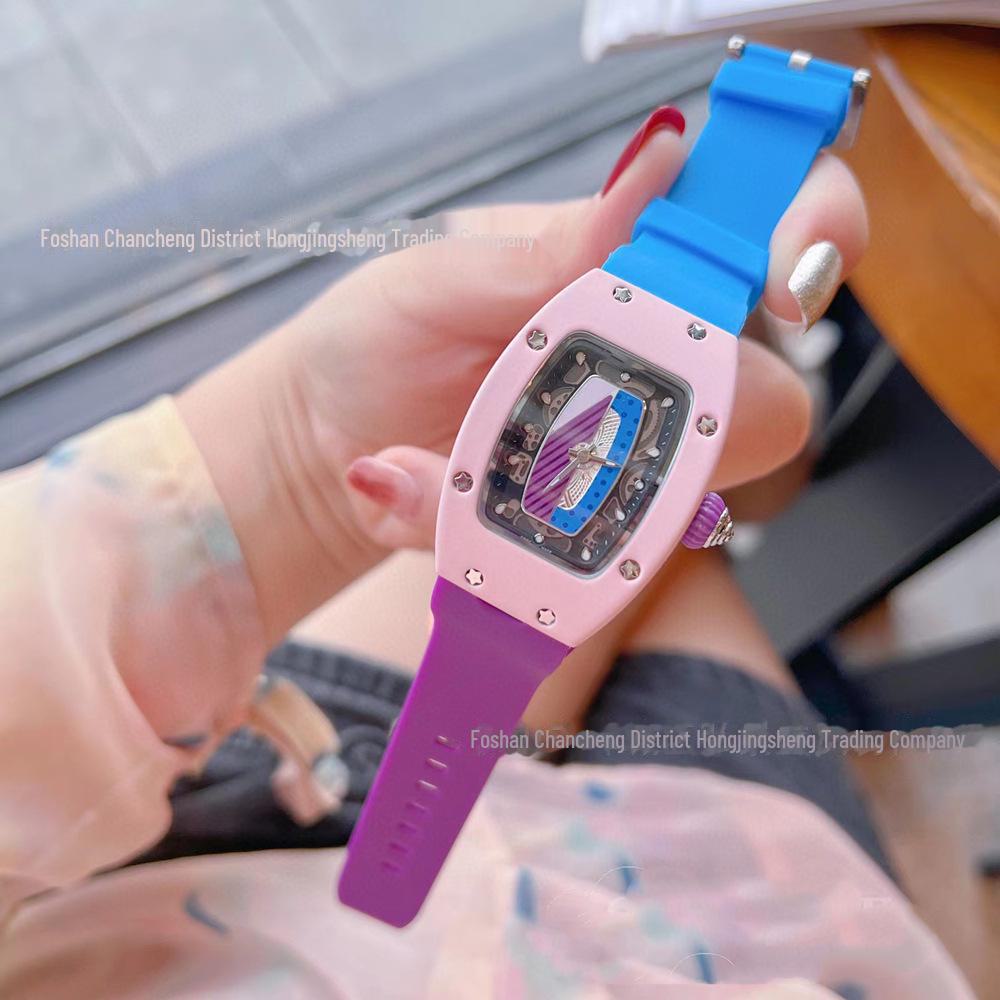 

Модные часы Richard House Marshmallow Candy Color - модный дизайн в форме бочки розовый