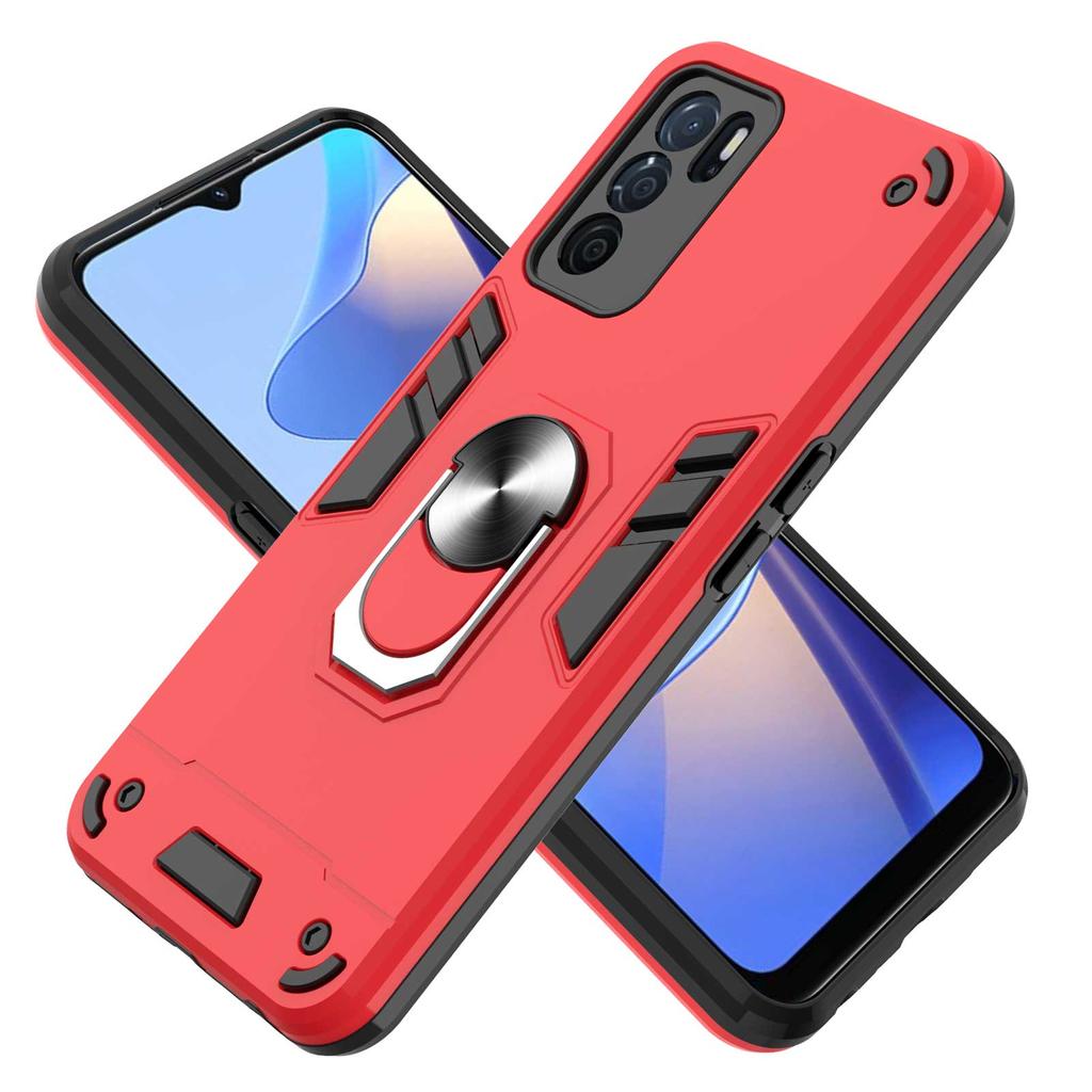 SEEKO Cover Per Oppo Reno 6 5G (Reno6 5G): Custodia Militare Antiurto Con Anello E Kickstand, TPU + PC, Rossa - 2