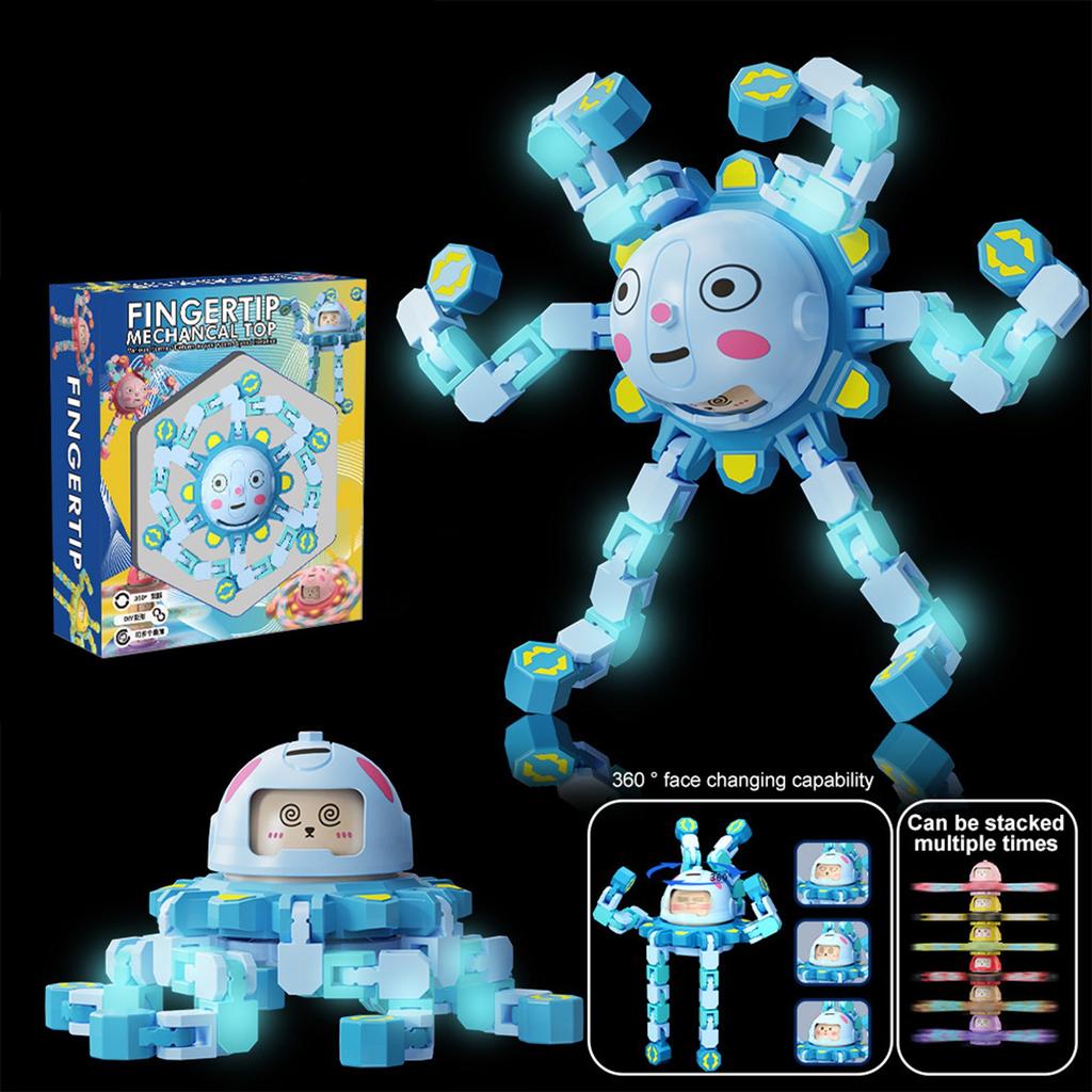 Transforming Robot Mechanical Gyroscope Toy, Transforming Robot Light-up Gyroscope Stress Relief Toy, Children's Gift