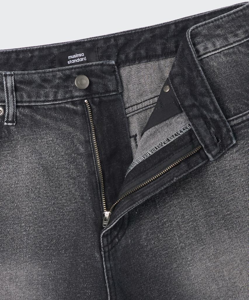 MUSINSA STANDARD Scrub Washed Wide Denim Pants [Washed Black]