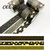 Scrapbooking Supplies 3 Rolls Golden Foil Washi Tape, Retro Plaid Leaf Pattern Decorative Lightweight Tape Masking Adhesive for DIY Crafts,